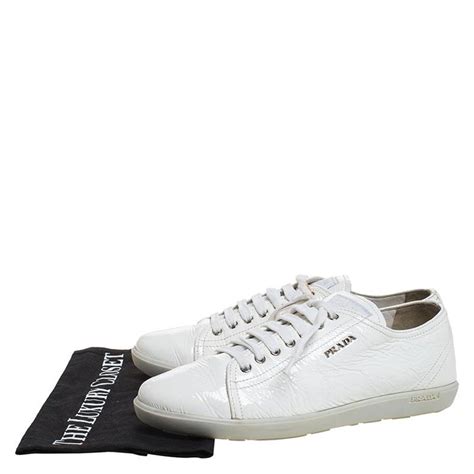 prada white patent leather sneakers|prada leather sneakers women's.